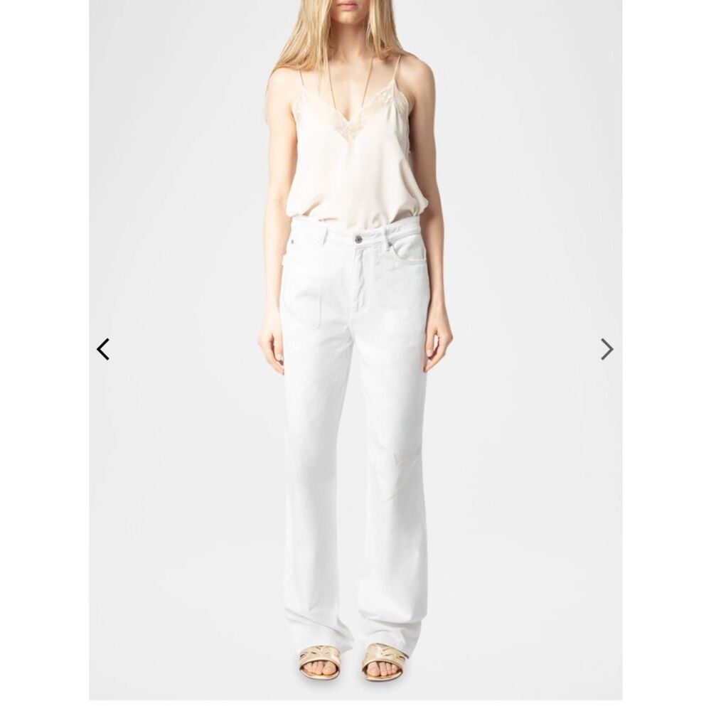 $278 Zadig & Voltaire White Elio Jeans denim w Embroidery NWT size 24